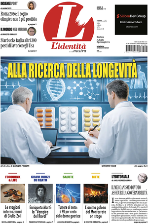 Prima pagina L'Identità di oggi - Quotidiano nazionale