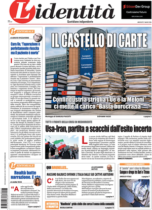 Prima pagina L'Identità di oggi - Quotidiano nazionale
