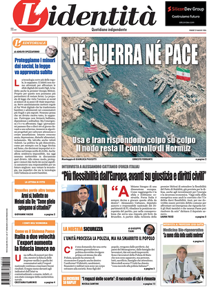 Prima pagina L'Identità di oggi - Quotidiano nazionale