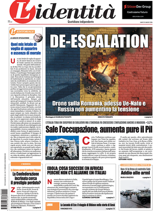 Prima pagina L'Identità di oggi - Quotidiano nazionale