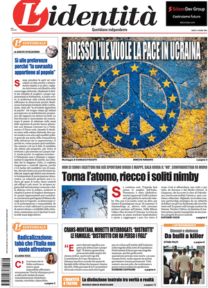Prima pagina L'Identità di oggi - Quotidiano nazionale