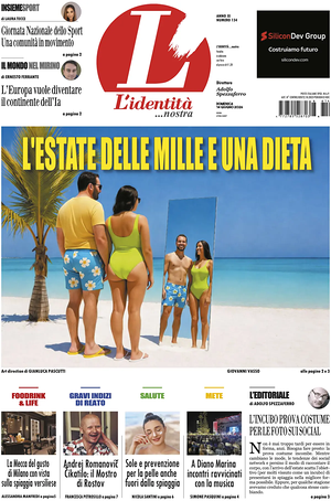 Prima pagina L'Identità di oggi - Quotidiano nazionale
