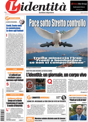 Prima pagina L'Identità di oggi - Quotidiano nazionale