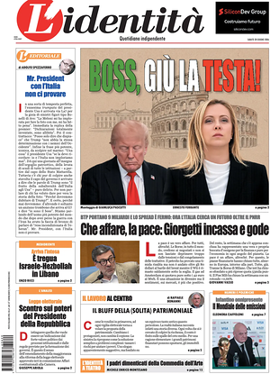 Prima pagina L'Identità di oggi - Quotidiano nazionale