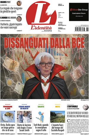 Prima pagina L'Identità di oggi - Quotidiano nazionale