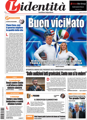 Prima pagina L'Identità di oggi - Quotidiano nazionale