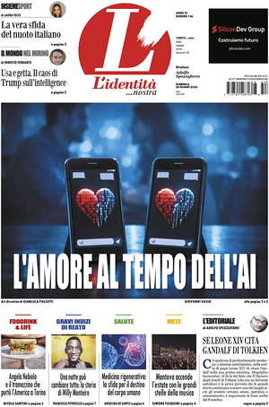 Prima pagina L'Identità di oggi - Quotidiano nazionale