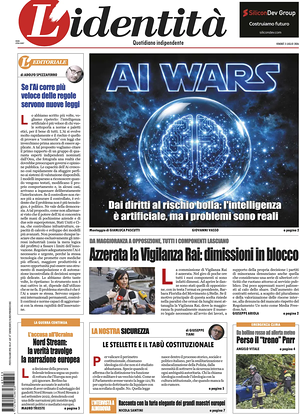 Prima pagina L'Identità di oggi - Quotidiano nazionale