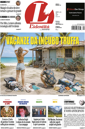 Prima pagina L'Identità di oggi - Quotidiano nazionale