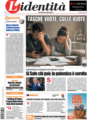 Prima pagina L'Identità di oggi - Quotidiano nazionale