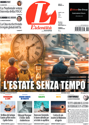 Prima pagina L'Identità di oggi - Quotidiano nazionale