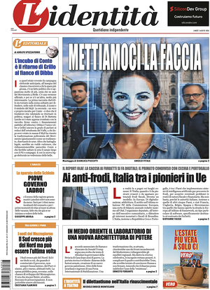 Prima pagina L'Identità di oggi - Quotidiano nazionale