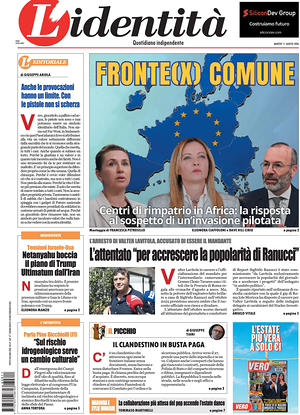 Prima pagina L'Identità di oggi - Quotidiano nazionale