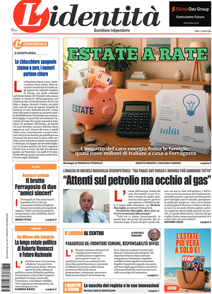 Prima pagina L'Identità di oggi - Quotidiano nazionale
