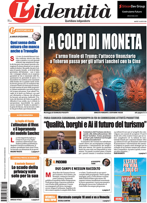 Prima pagina L'Identità di oggi - Quotidiano nazionale