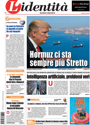 Prima pagina L'Identità di oggi - Quotidiano nazionale