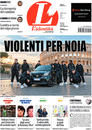 Prima pagina L'Identità di oggi - Quotidiano nazionale