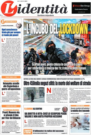 Prima pagina L'Identità di oggi - Quotidiano nazionale