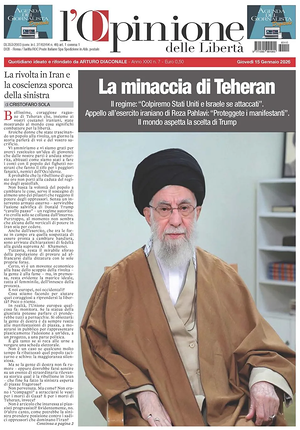 Prima pagina L'Opinione delle Libertà di oggi - Quotidiano nazionale