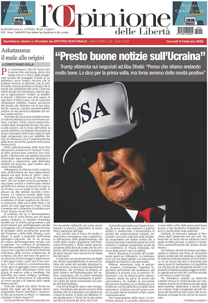 Prima pagina L'Opinione delle Libertà di oggi - Quotidiano nazionale