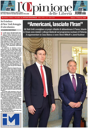 Prima pagina L'Opinione delle Libertà di oggi - Quotidiano nazionale