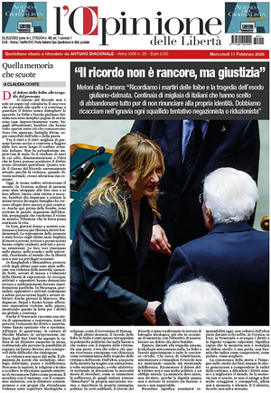 Prima pagina L'Opinione delle Libertà di oggi - Quotidiano nazionale
