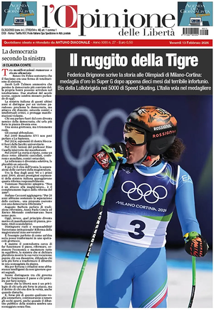 Prima pagina L'Opinione delle Libertà di oggi - Quotidiano nazionale