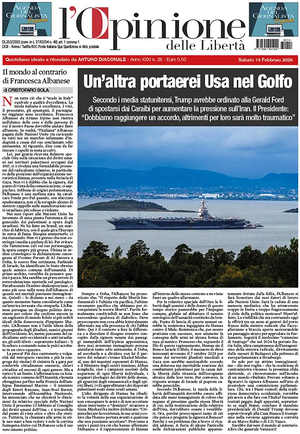 Prima pagina L'Opinione delle Libertà di oggi - Quotidiano nazionale