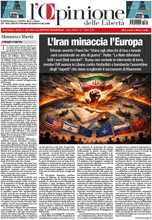 Prima pagina L'Opinione delle Libertà di oggi - Quotidiano nazionale