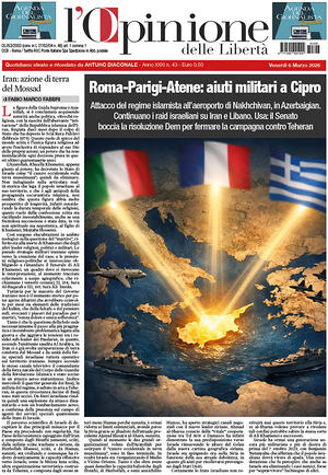 Prima pagina L'Opinione delle Libertà di oggi - Quotidiano nazionale