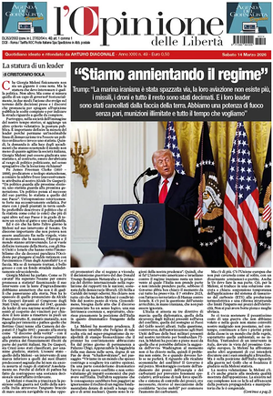Prima pagina L'Opinione delle Libertà di oggi - Quotidiano nazionale