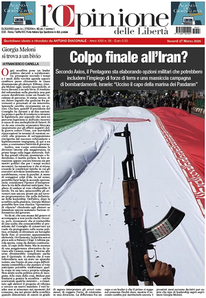 Prima pagina L'Opinione delle Libertà di oggi - Quotidiano nazionale