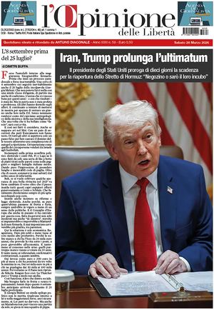 Prima pagina L'Opinione delle Libertà di oggi - Quotidiano nazionale