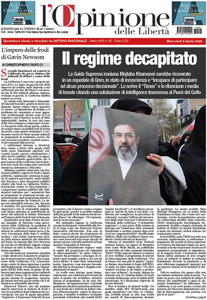 Prima pagina L'Opinione delle Libertà di oggi - Quotidiano nazionale
