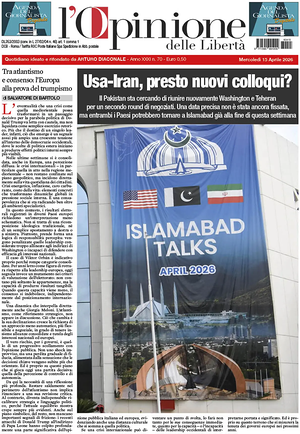 Prima pagina L'Opinione delle Libertà di oggi - Quotidiano nazionale