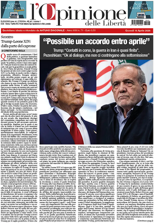 Prima pagina L'Opinione delle Libertà di oggi - Quotidiano nazionale