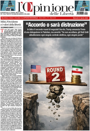 Prima pagina L'Opinione delle Libertà di oggi - Quotidiano nazionale