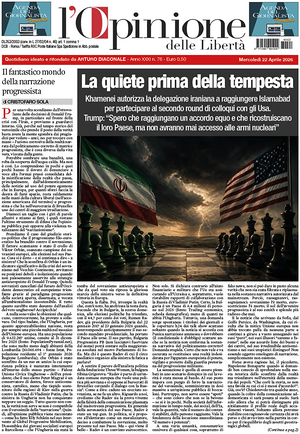 Prima pagina L'Opinione delle Libertà di oggi - Quotidiano nazionale
