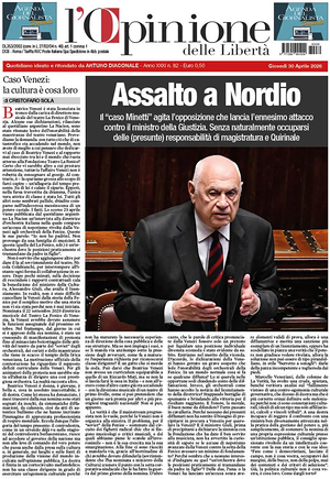 Prima pagina L'Opinione delle Libertà di oggi - Quotidiano nazionale