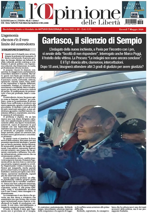 Prima pagina L'Opinione delle Libertà di oggi - Quotidiano nazionale