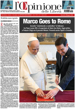 Prima pagina L'Opinione delle Libertà di oggi - Quotidiano nazionale