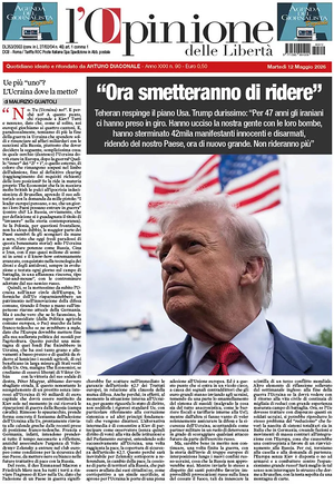 Prima pagina L'Opinione delle Libertà di oggi - Quotidiano nazionale