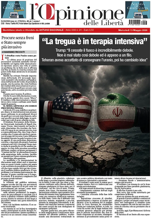 Prima pagina L'Opinione delle Libertà di oggi - Quotidiano nazionale