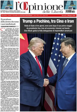 Prima pagina L'Opinione delle Libertà di oggi - Quotidiano nazionale