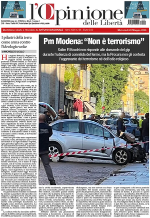 Prima pagina L'Opinione delle Libertà di oggi - Quotidiano nazionale