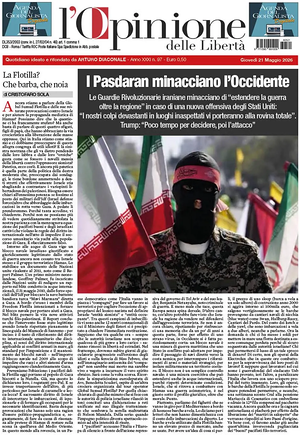 Prima pagina L'Opinione delle Libertà di oggi - Quotidiano nazionale