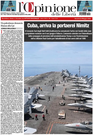 Prima pagina L'Opinione delle Libertà di oggi - Quotidiano nazionale