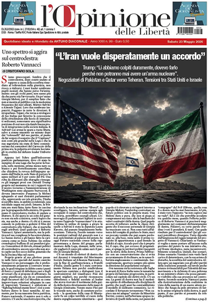Prima pagina L'Opinione delle Libertà di oggi - Quotidiano nazionale