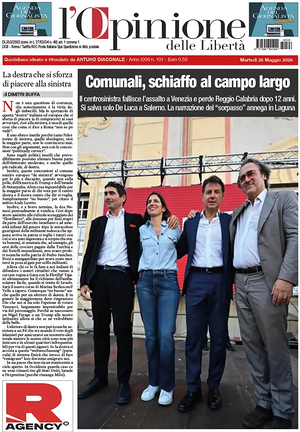 Prima pagina L'Opinione delle Libertà di oggi - Quotidiano nazionale