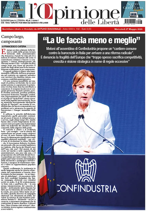 Prima pagina L'Opinione delle Libertà di oggi - Quotidiano nazionale